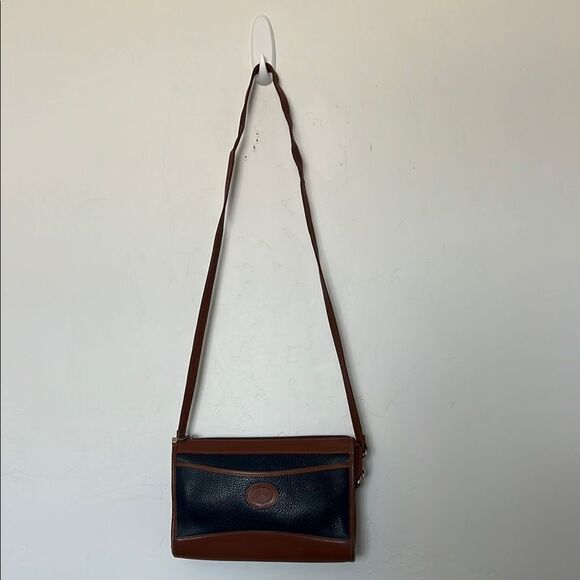 Vintage Partners by Mervyns Leather Shoulder Bag Navy Brown 90s Y2K - Picture 2 of 5